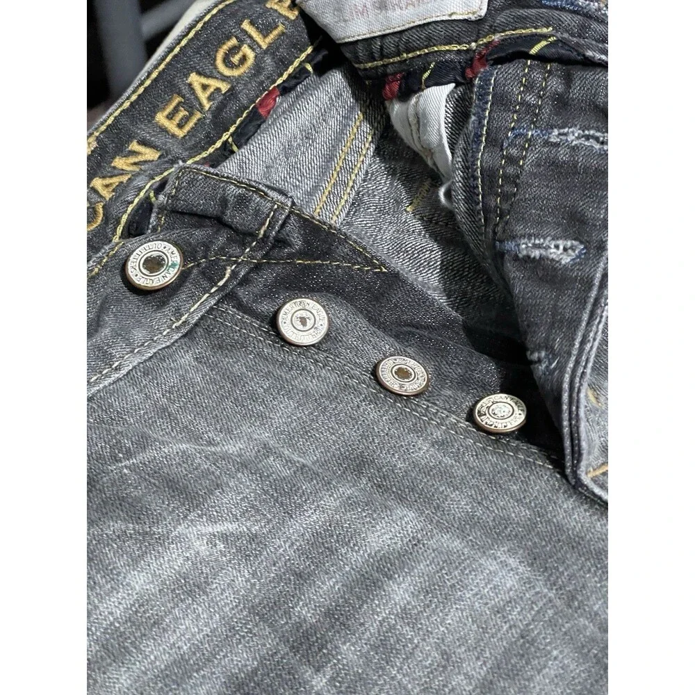 American Eagle Outfitters Size 34 X 32 Vintage Dark Grey Wash Denim Button Fly